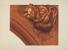 Mantle Carving (Dog's Head), c. 1939. Creator: Henry Murphy