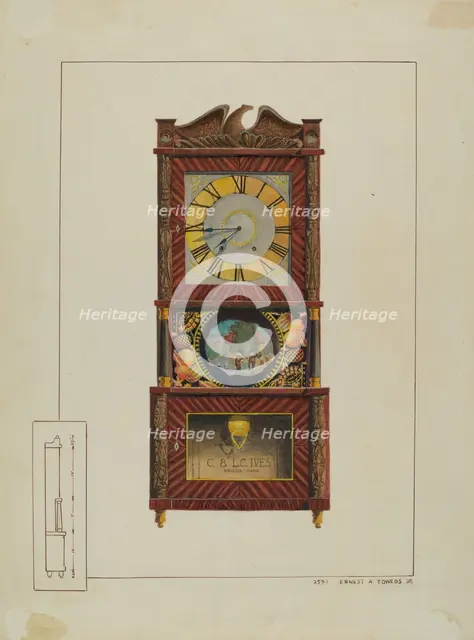 Mantle Clock, c. 1938. Creator: Ernest A Towers Jr.