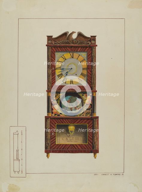 Mantle Clock, c. 1938. Creator: Ernest A Towers Jr.