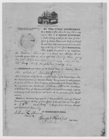 Manumission certificate for William Steward, mariner granted citizenship, 1820-05-29. Creator: Unknown