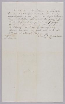 Manumission paper for Matilda and Cassandra Derickson, 1849. Creator: Unknown