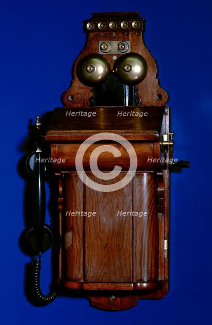 Manual telephone switchboard with handset - Ericsson LM, (1998). Creator: Unknown.