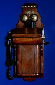 Manual telephone switchboard with handset - Ericsson LM, (1998). Creator: Unknown