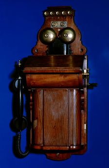 Manual telephone switchboard with handset - Ericsson LM, (1998). Creator: Unknown