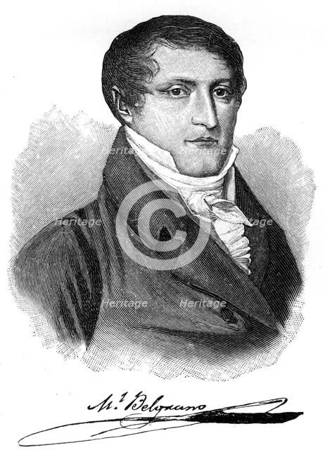 Manuel Belgrano, 19th century Argentine economist, lawyer, politician and military leader, (1901). Artist: Unknown