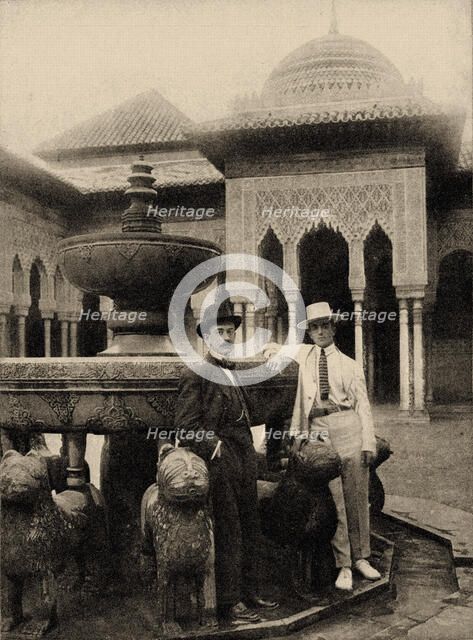 Manuel de Falla and Léonide Massine at Alhambra, Granada , 1919. Creator: Anonymous.