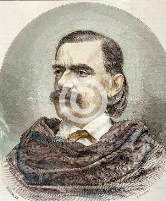 Manuel Fernández y González (1821-1888), Spanish writer and novelist, engraving in the magazine '…