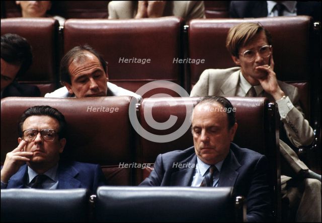 Manuel Fraga Iribarne, Miguel Herrero y Rodríguez de Miñón, Jorge Verstrynge Rojas and Rodrigo de…