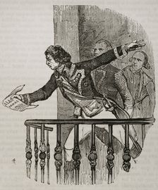 Manuel Godoy reading a manifesto...calling to arms against the English, December 1804, (1851). Creator: Unknown