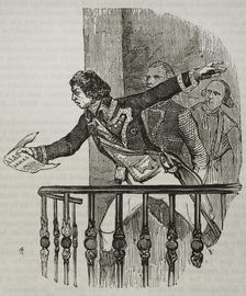 Manuel Godoy reading a manifesto...calling to arms against the English, December 1804, (1851). Creator: Unknown