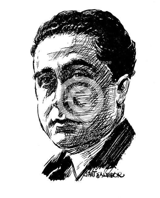 Manuel Palau Boix (1893-1967). Spanish composer born in Valencia. Drawing by 1934.