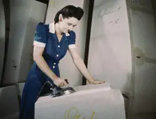 Manufacture of self-sealing gas tanks, Goodyear Tire and Rubber Co., Akron, Ohio, 1941. Creator: Alfred T Palmer