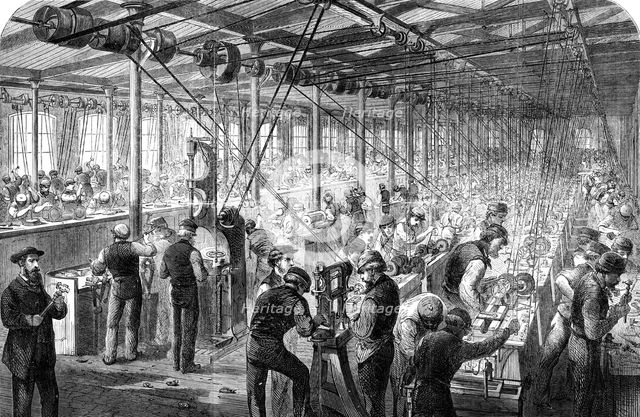 Manufacture of the Armstrong Gun at Woolwich Arsenal: the beehive, 1862. Creator: Unknown.