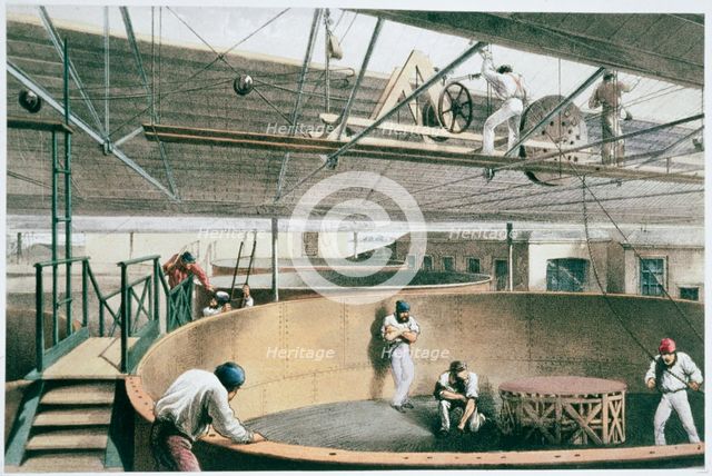 Manufacturing the transatlantic telegraph cable, c1865 (1866). Creator: Robert Dudley.