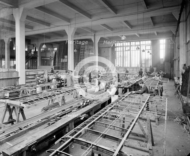 Manufacturing aircraft, Waring & Gillow, Hammersmith, London, 1914-1918. Artist: Bedford Lemere and Company