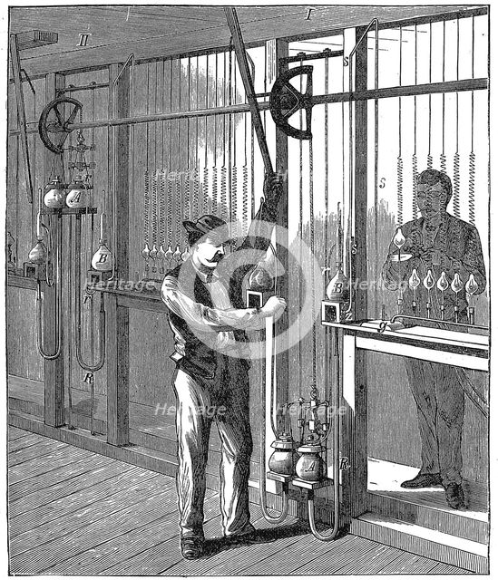 Manufacturing electric light bulbs, c1883 (1896). Creator: Unknown.