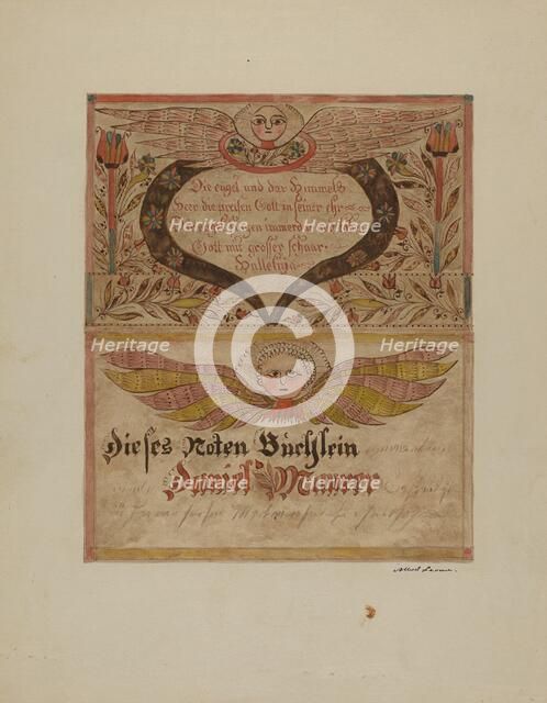 Manuscript and Miniature, c. 1937. Creator: Albert J. Levone.