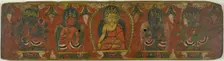 Manuscript Cover with Buddha, Two Bodhisattvas and Two Protective Deities (Lokapalas), c. 1575. Creator: Unknown