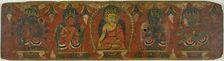 Manuscript Cover with Buddha, Two Bodhisattvas and Two Protective Deities (Lokapalas), c. 1575. Creator: Unknown