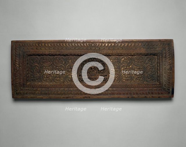 Manuscript Cover with Enshrined Sakyamuni Buddha with Hand in Earth Touching..., 15th century. Creator: Unknown.