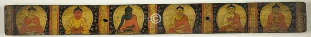 Manuscript Cover with Six Seated Buddhas with Various Hand Gestures (Mudras), 12th century. Creator: Unknown.