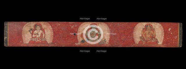 Manuscript Cover with Vishnu Flanked by Lakshmi and Sarasvati, 14th century. Creator: Unknown.