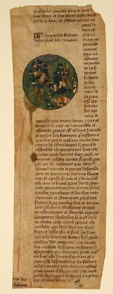 Manuscript Cutting from the Grande Chroniques de France, French, mid-15th century. Creator: Unknown