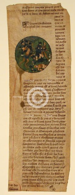 Manuscript Cutting from the Grande Chroniques de France, French, mid-15th century. Creator: Unknown.