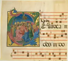 Manuscript Illumination with the Assumption of the Virgin in an Initial G, 1450-60. Creator: Cosmè Tura