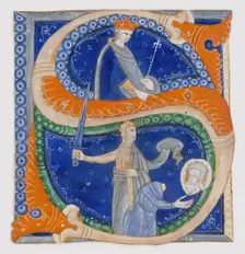 Manuscript Illumination with the Beheading of Saint Paul in an Initial S..., Italian, ca. 1278. Creator: Master of Bagnacavallo