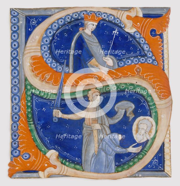 Manuscript Illumination with the Beheading of Saint Paul in an Initial S..., Italian, ca. 1278. Creator: Master of Bagnacavallo.