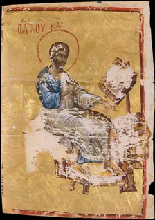 Manuscript Illumination with the Evangelist Luke, Byzantine, late 13th-early 14th century. Creator: Unknown