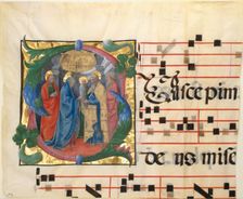 Manuscript Illumination with the Presentation in the Temple in an Initial S, 1450-60. Creator: Cosmè Tura