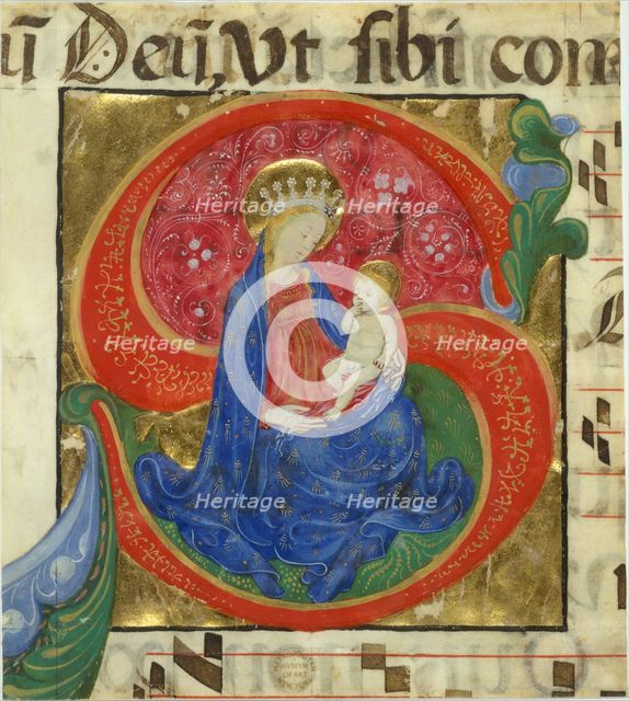 Manuscript Illumination with the Virgin and Child in an Initial S, from an Antiphonary, mid-15th cen Creator: Master of the Franciscan Breviary.