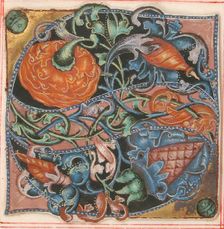 Manuscript Illumination with Initial S, from a Choir Book, German, 16th century. Creator: Unknown
