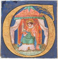 Manuscript Illumination with Saint Trudo (Trond) in an Initial O, from a Choir Book, 15th century. Creator: Unknown