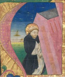 Manuscript Illumination with Saint Dominic Saving the Church of Saint John Lateran..., mid-15th cent Creator: Unknown