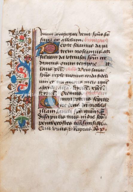 Manuscript Leaf, from a Book of Hours, French, 15th century. Creator: Unknown.
