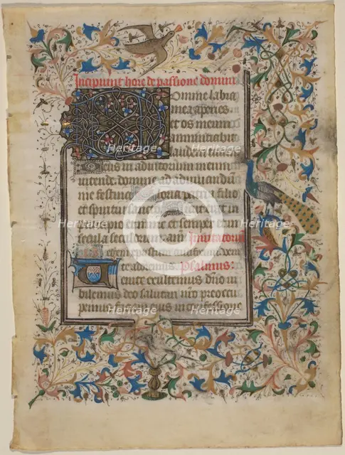 Manuscript Leaf from a Book of Hours (incip. Passionis), 1390. Creator: Unknown.