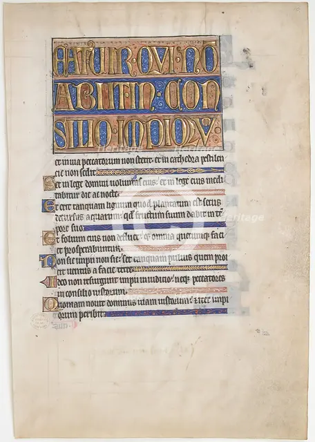 Manuscript Leaf from a Royal Psalter, 1250-70. Creator: Unknown.
