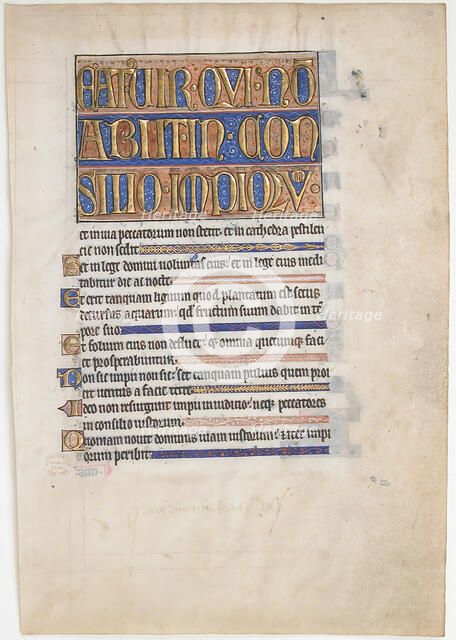 Manuscript Leaf from a Royal Psalter, 1250-70. Creator: Unknown.
