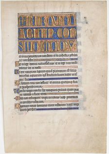 Manuscript Leaf from a Royal Psalter, 1250-70. Creator: Unknown