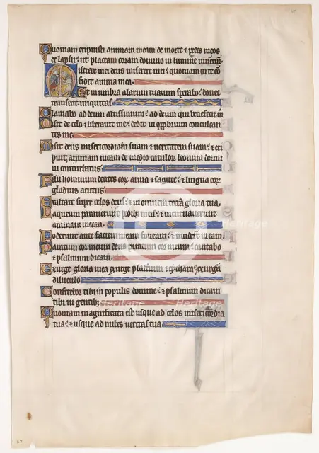 Manuscript Leaf from a Royal Psalter, 13th century. Creator: Unknown.