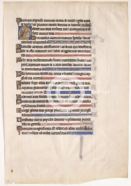Manuscript Leaf from a Royal Psalter, 13th century. Creator: Unknown.