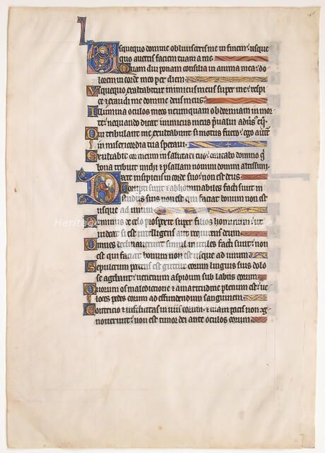 Manuscript Leaf from a Royal Psalter, 13th century. Creator: Unknown.