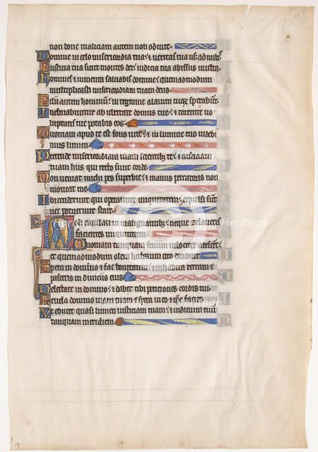 Manuscript Leaf from a Royal Psalter, 13th century. Creator: Unknown.