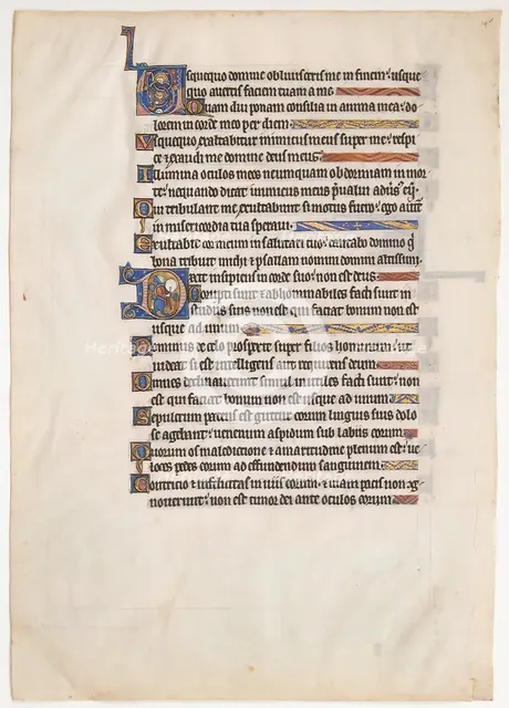 Manuscript Leaf from a Royal Psalter, British, 13th century. Creator: Unknown.