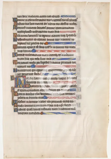 Manuscript Leaf from a Royal Psalter, British, 13th century. Creator: Unknown.