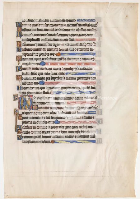 Manuscript Leaf from a Royal Psalter, British, 13th century. Creator: Unknown.
