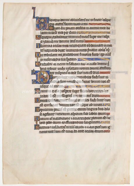 Manuscript Leaf from a Royal Psalter, British, 13th century. Creator: Unknown.